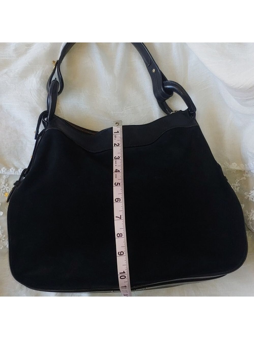 Jimmy Choo Black Leather and Suede Hobo Bag Luxury - Picture 7 of 17